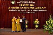 Lễ công bố chủ trương của Thủ Tướng về việc đào tạo Thạc sĩ và Tiến sĩ Phật học của các học viện PGVN