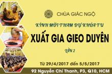 Chương trình khóa tu “Xuất Gia Gieo Duyên” lần thứ 2 (XG2)
