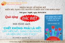 Quà Tặng Đặc Biệt  Chết Không Phải Là Hết: Hãy Hiến Mô, Tạng Cứu Người Và Hiến Xác Cho Y Học (HX2018)